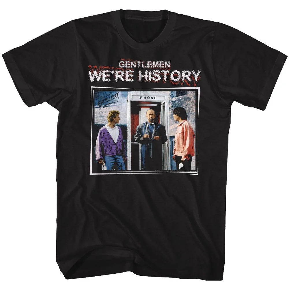 Rockinstone Bill And Ted Were History Color Black Adult T-shirt Size:s