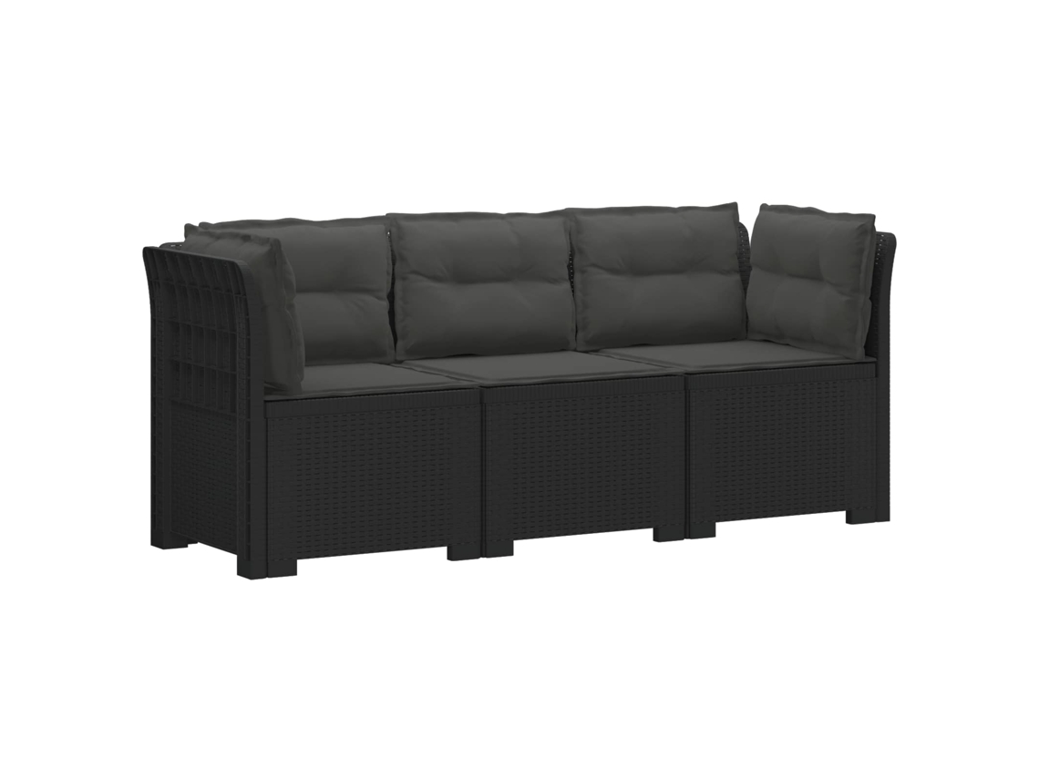 Vidaxl Sofá De Jardim 3 Lugares Com Almofadas Visual Rattan Pp