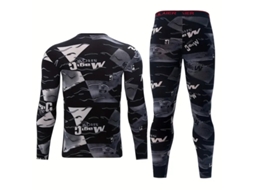 Preto Xl Tengoo Conjunto Térmico Masculino Compressão Estampa Letras Manga Comprida Calça Legging Respirável Absorção Umidade Esqui Corrida