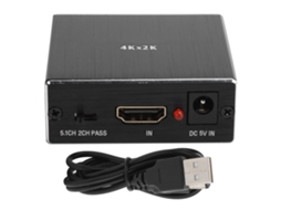 Conversor de Áudio HDMI 4K Extractora Interface Multimídia Hd Plug and Play SPDIF+3.5mm