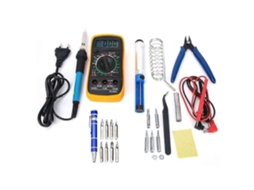 Kit de Ferramentas para Soldagem, Ferro de Soldar Elétrico, 16 Peças, Multímetro, Plugue Europeu 220v AQUAFORGE