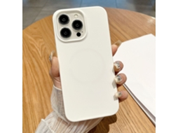 Capa Para Iphone 17 Em Silicone Magnético Líquido Branco Puro À Prova De Choque.