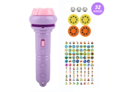 Projetor Lanterna Para Crianças 32 Padrões Animais Brinquedo Educativo Científico Luminoso Roxo