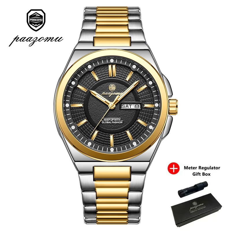 Relógio Esportivo Original (dourado E Preto), Com Data E Dia Da Semana De Luxo.