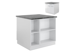 Ilha de cozinha Fame-Line, 90 cm com gaveta, sem bancada, branco brilhante/branco, VICCO