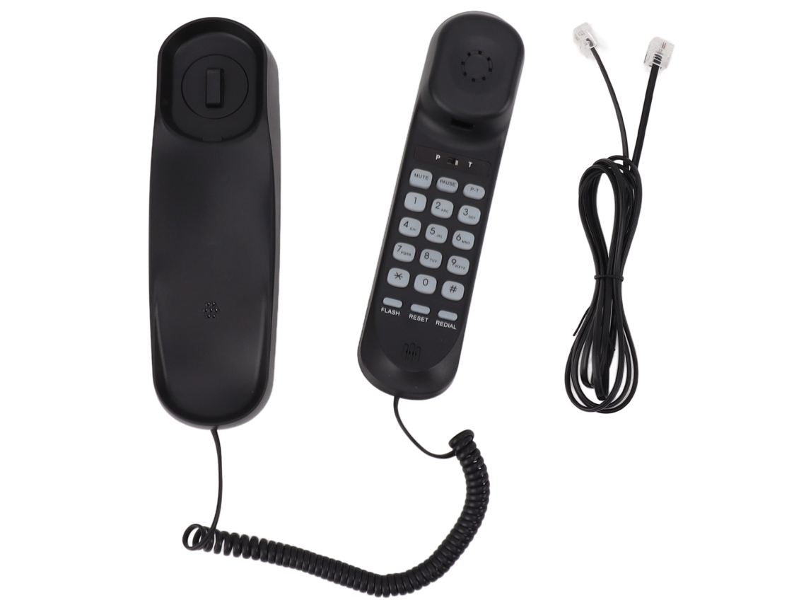 Aetheria telefone Fixo com Fio Multifuncional Som Claro Volume Ajustável Montável na Parede Preto