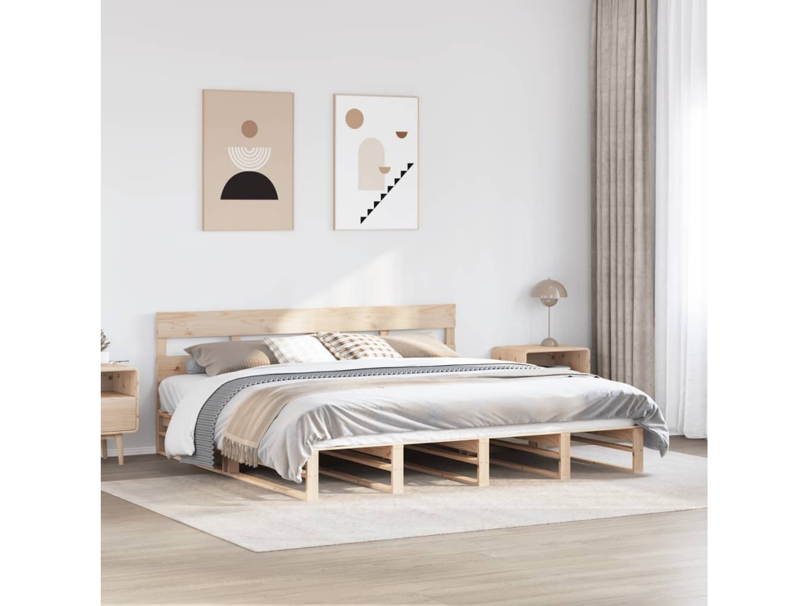 Vidaxl Cama Sem Colchão 200x200 Cm Madeira de Pinho Maciça