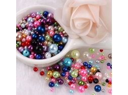 Miçangas Redondas Coloridas Imitando Pérolas Falsas 3-8 Mm de Cores Misturadas para Fabricação de Joias Artesanais Diy Cerca de 750 Un JEDBESETZT