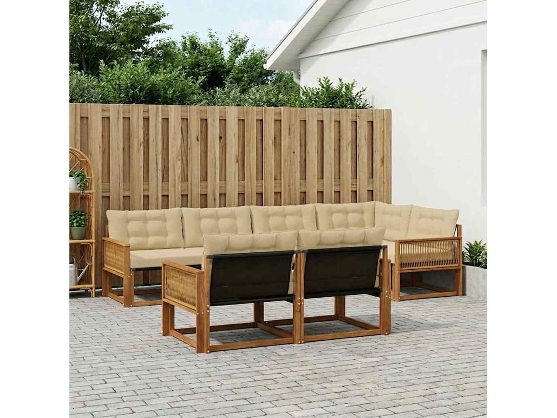 Vidaxl Conjunto De Sofás Para Exterior 7 Pcs Natural E Bege