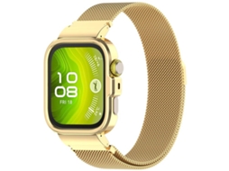 Bracelete para Huawei Watch Fit 4 Pro XIAOMOYU aço inoxidável estrutura metálica sistema magnético dourada