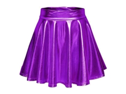 Falda Plisada Acampanada De Talle Alto Brillo Metálico Color Sólido Para Performance Morado M