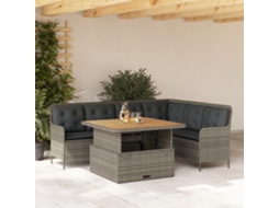 Vidaxl 2 Pcs Conjunto Sofás De Jardim C/ Almofadões Vime Pe Cinzento