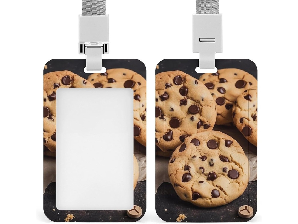 Porta Crachá Em Formato Biscoito Com Gotas De Chocolate, À Va D Água, Crachás E Protetores De Cartão