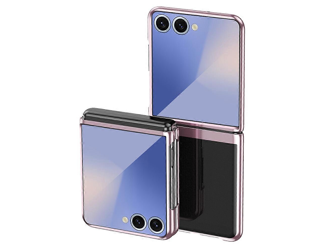 Capa Rígida Transparente Galvanizada Para Samsung Galaxy Z Flip7 5g, Ouro Rosa