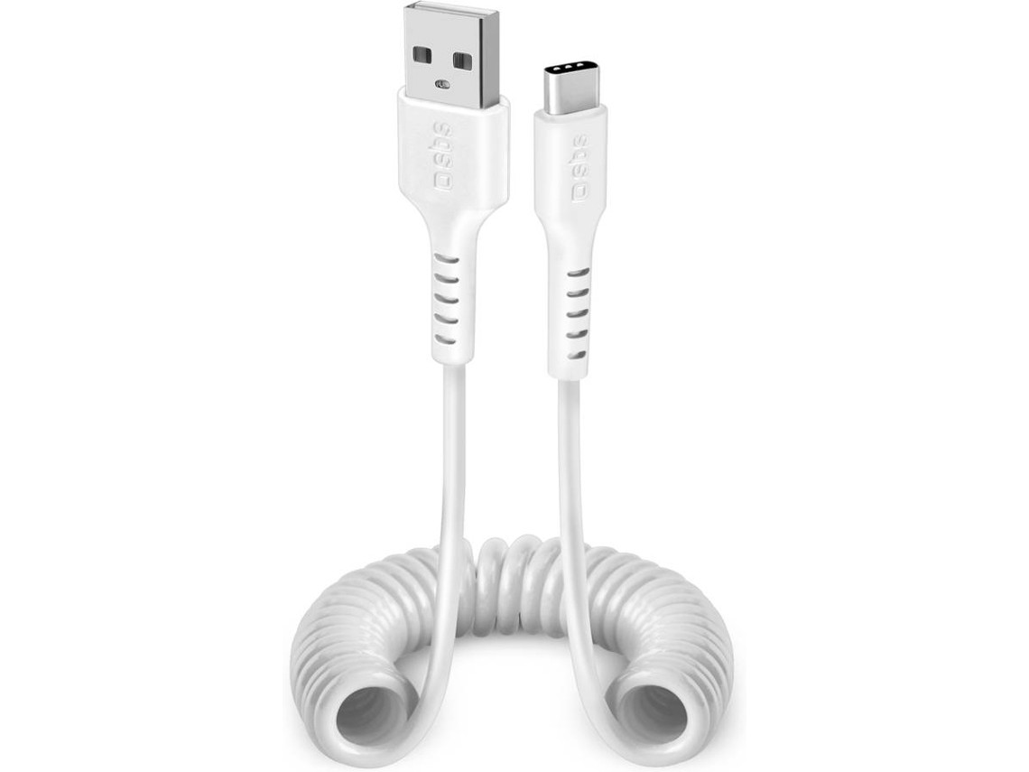 Cabo de Carregamento Espiral USB-C SBS 1m Branco