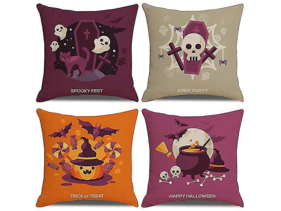Capas De Almofada Halloween Vintage 4 Unidades 18x18 Polegadas