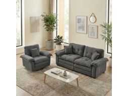 Sofá Chenille 2 Peças Poltrona + Loveseat Com Almofadas Duplas E Travesseiros Decorativos, Ideal Para Sala, Apartamento, Escritório Ou Lounge.