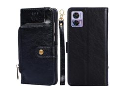 Capa De Couro Com Zíper Para Motorola Edge 30 Neo