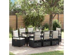 Vidaxl Conjunto De Jantar Para Jardim 9 Unid. Preto Vime Pe
