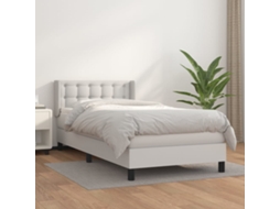 Vidaxl Cama Com Molas/colchão 80x200 Cm Couro Artificial Branco