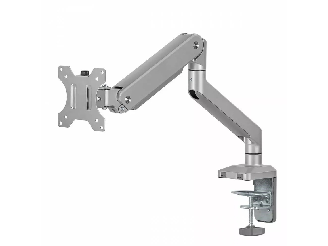 Suporte de monitor em alumínio com mola a gás, braço duplo, Vesa 75x75/100x100, 17 32 10 kg prata, Er 447 Ergo Office