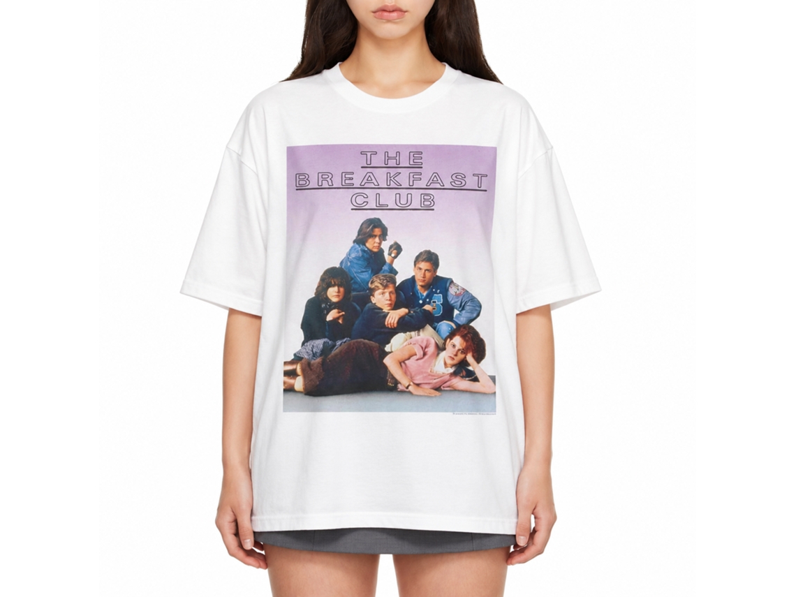 Rockinstone Breakfast Club Movie Outline Logo White Adult T-shirt Size:xxxl