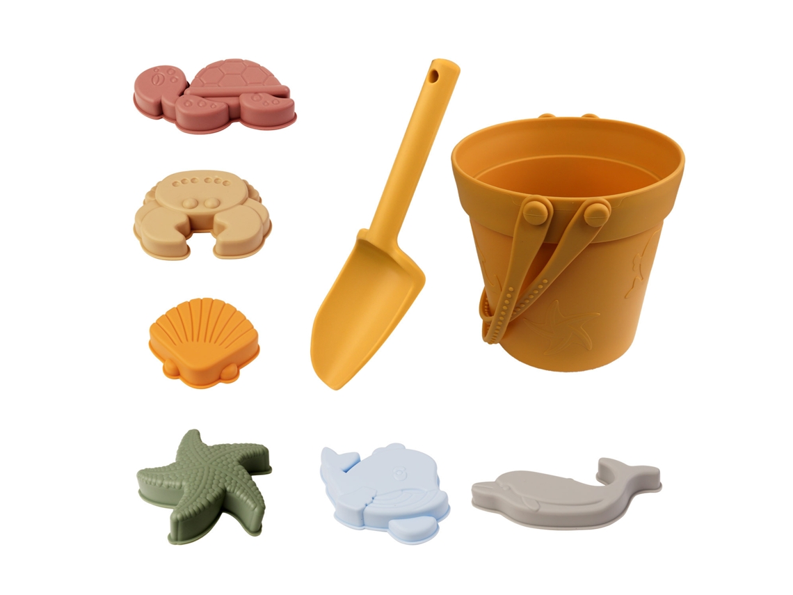 Yuysan Conjunto De Brinquedos De Praia Em Silicone, 8 Peças Laranja