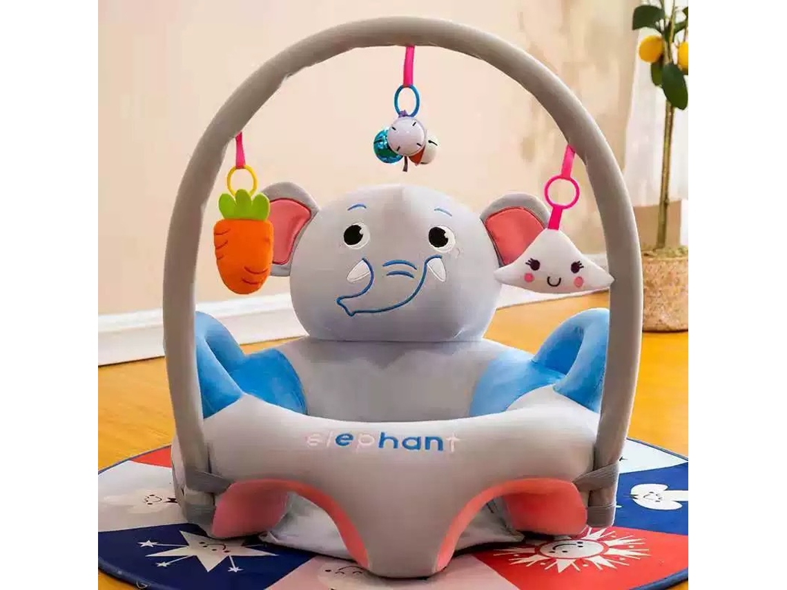 Sofá Infantil Bebé Com Arco De Brinquedos Apoio Costas - Cinza - Eifson