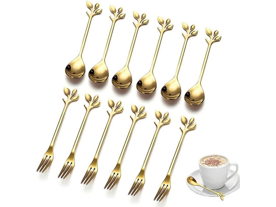 Nova Line conjunto de Talheres de Aço Inoxidável com 12 Peças Colher e Garfo de Café Fruta Presente