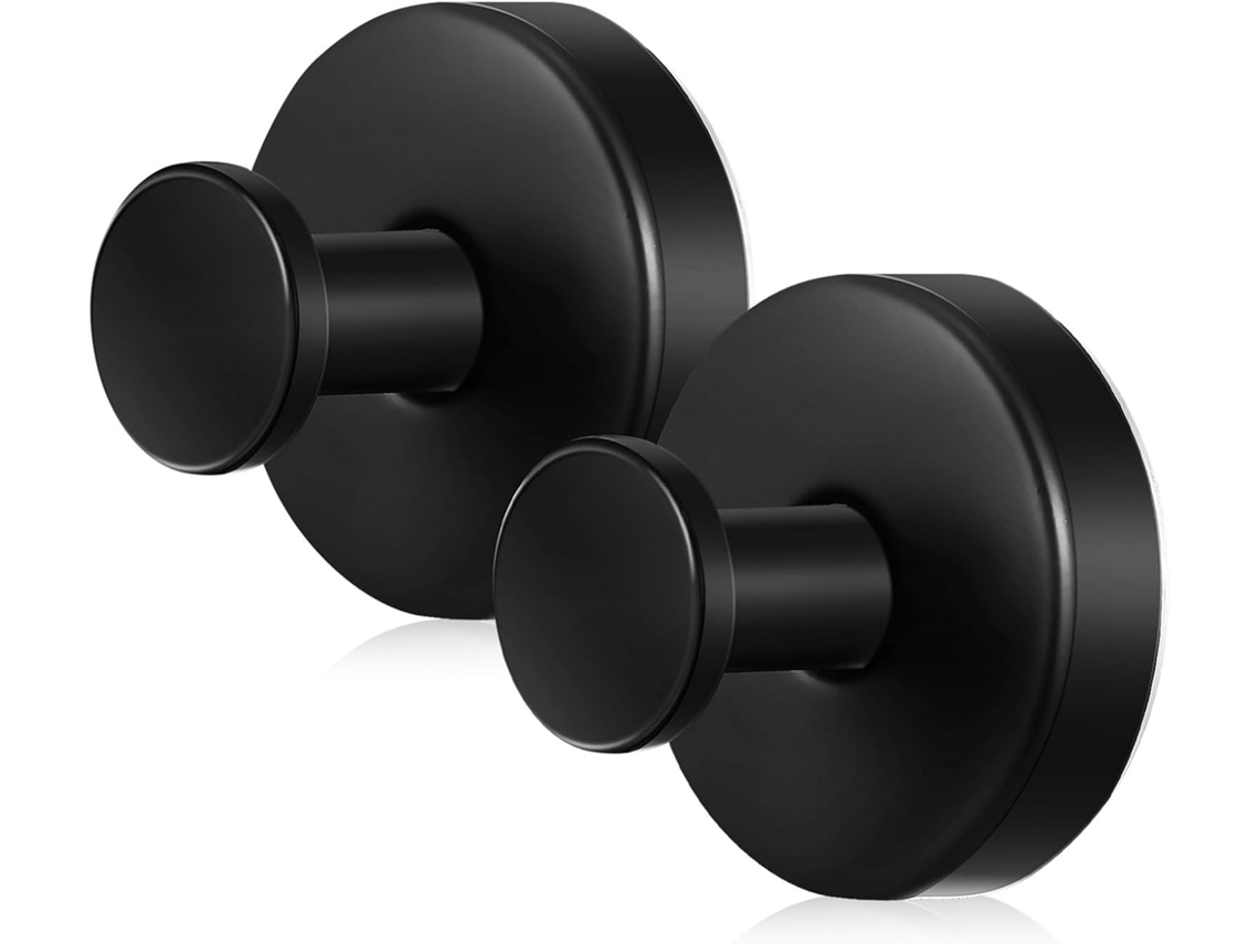 Conjunto De 2 Ganchos Ventosa Em Aço Inoxidável Preto Para Pendurar