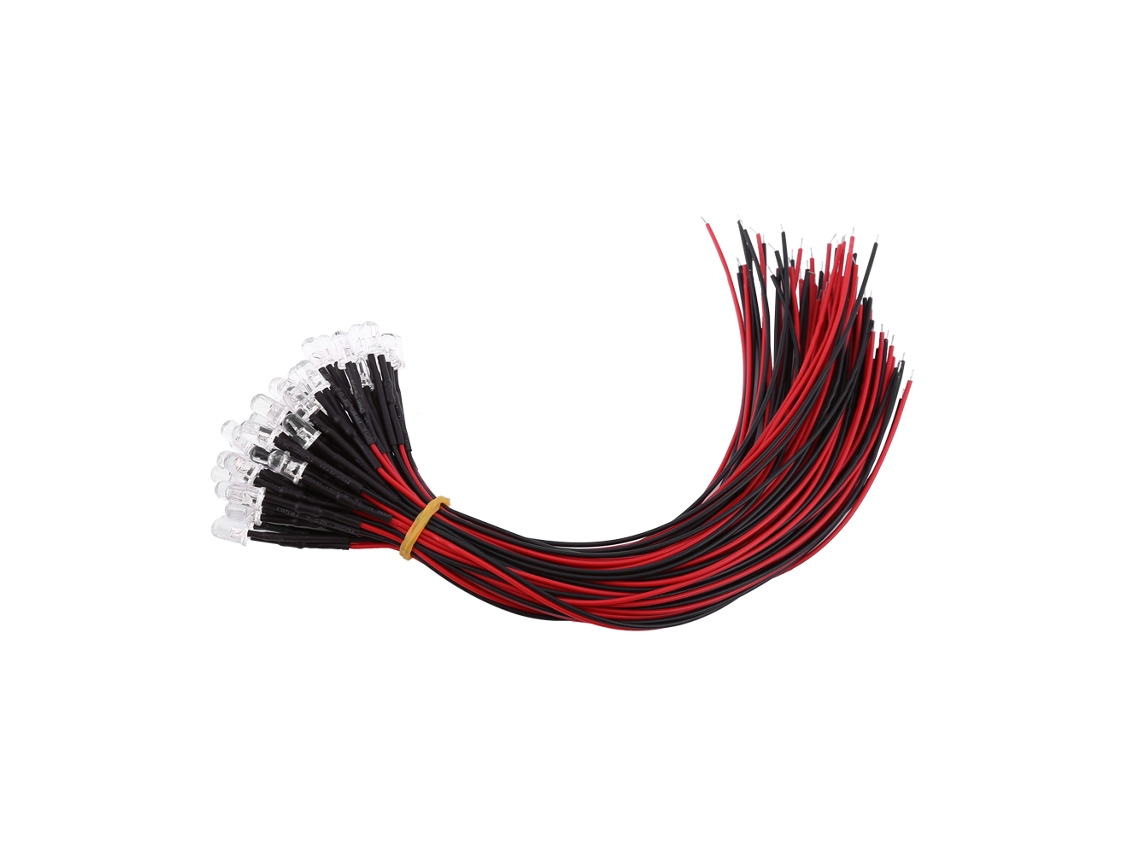 50 Peças de Diodos Led Pré cabos Dc12v 5mm Difusos Luzes Multicoloridas Piscar Lento