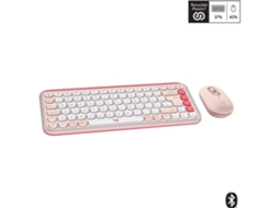 Conjunto Teclado E Rato Logitech Pop Icon Combo Rosa Sem Fios 4000dpi 4 Botões