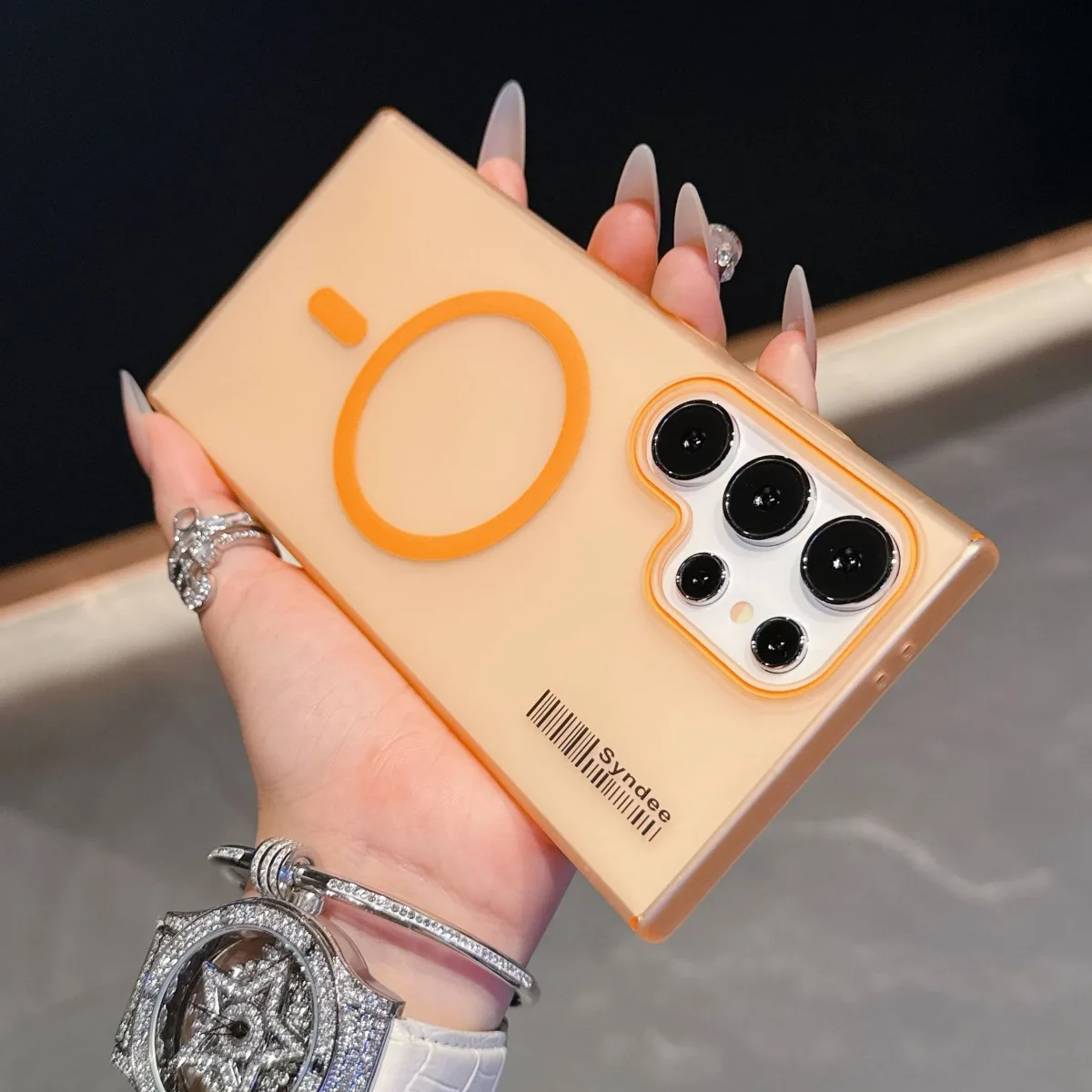 (laranja, Galaxy S23) Capa Magsafe Ultrafina Com Carregamento Sem Fio Magnético Para Samsung