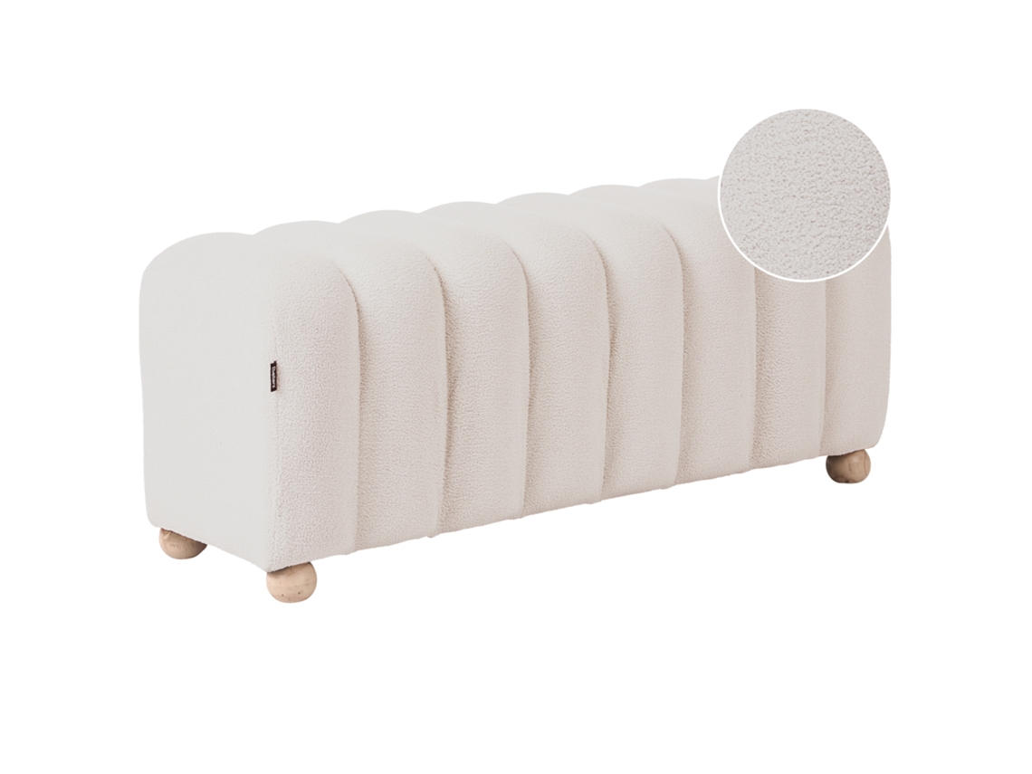 Banco De Cama Beliani Idyllwild De Bouclé Blanco 111x40x45