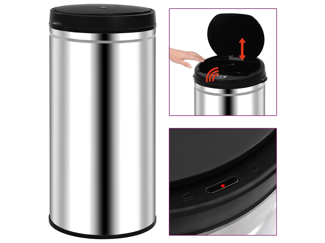 Vidaxl Caixote Do Lixo Com Sensor Automático 70 L Aço Inoxidável