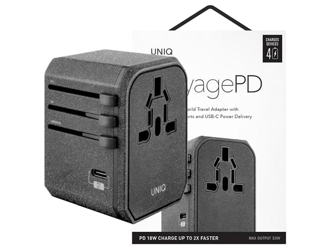 Um Garoto Único. Para Uma Rede. Adaptador Voyage World 33w+ 2xusb Pd 18w Qc 3.0, Cinza (lithos Collective)