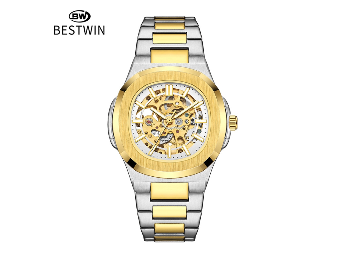 Relógio Esqueleto Luminoso Masculino Branco MDUG