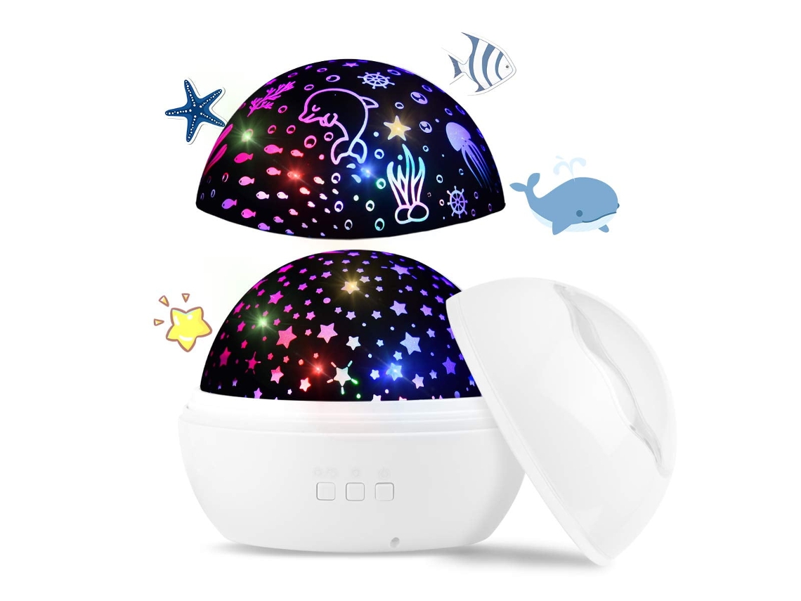 Projetor de Céu Estrelado em Led, Luz Noturna para Bebês, 2 em 1 Mundo Marinho, Zqkla BRILVIBERA