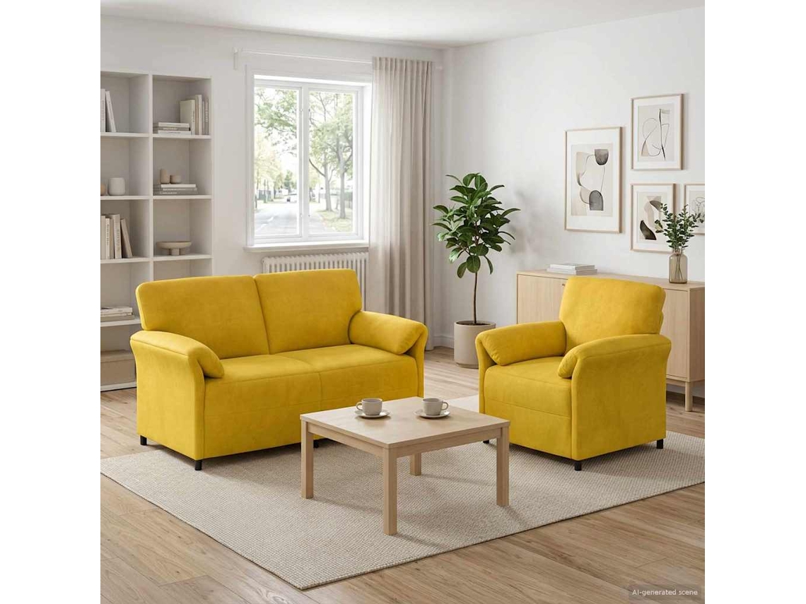Vidaxl Conjunto De Sofás 2 Unid. Amarelo Veludo