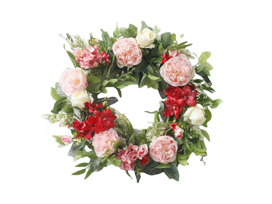 Guirlanda de Rosas e Peônias para Porta LAXISCREED, primavera e verão
