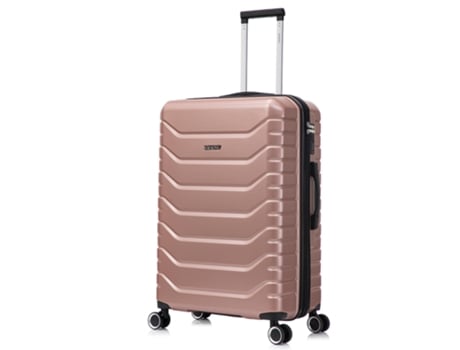 Mala Grande Expansível Abspc 75x49x31cm 33,50cm Estendida | 114l 123l | 28 Polegadas | 25kg Com Fecho De Combinação Semi Rígido Ouro Rosa Raykong