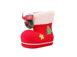 Meia Natalina Em Veludo Vermelho Com Detalhes Brancos, Para Doces E Presentes. Loja Olysi