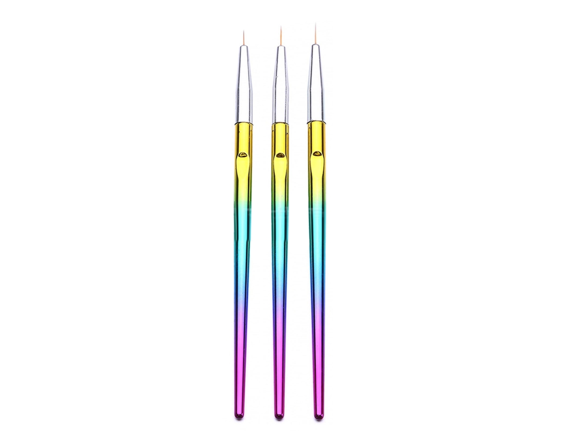 3pcs Caneta De Desenho Para Unhas Artística Com Pincel De Alumínio Liner Para Manicure Salão De Beleza
