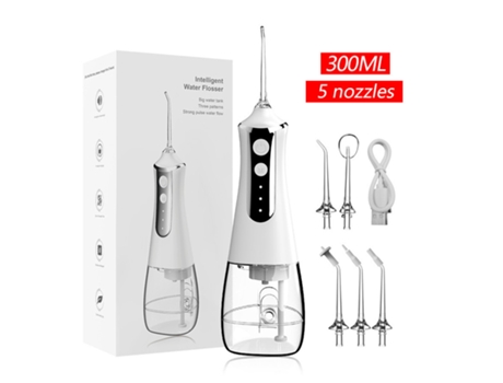 Irrigador oral elétrico portátil de 3 modos, de longa duração e limpeza profunda, modelo QTL10, branco, Baykar