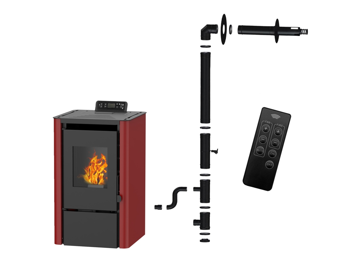 Salamandra A Pellets Anita 7,6 Kw Bordeaux Sannover Kit De Instalação
