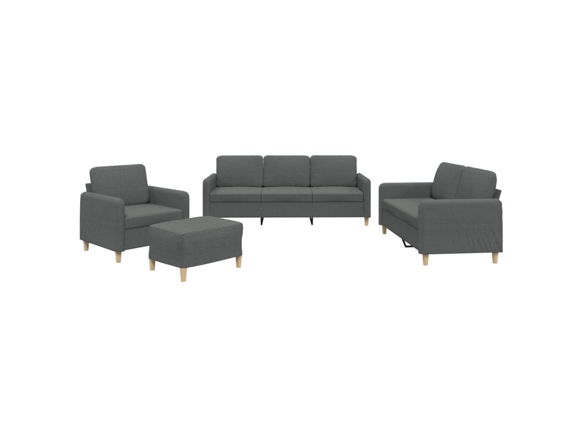 Conjunto De Sofás Vidaxl Cinzeto Tecido (198 X 77 X 80 Cm)