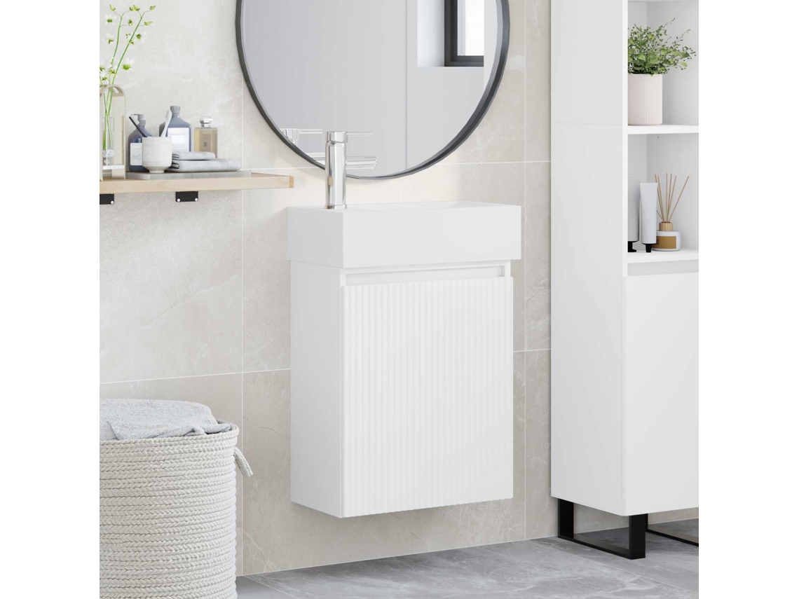Vidaxl Conjunto De Móveis De Banheiro Com Torneira Branco