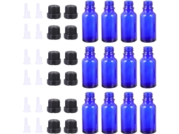 Ciieeo De 15 Frascos Conta-gotas De Vidro Azul De 20ml Para Óleos Essenciais Com Tampas Largas