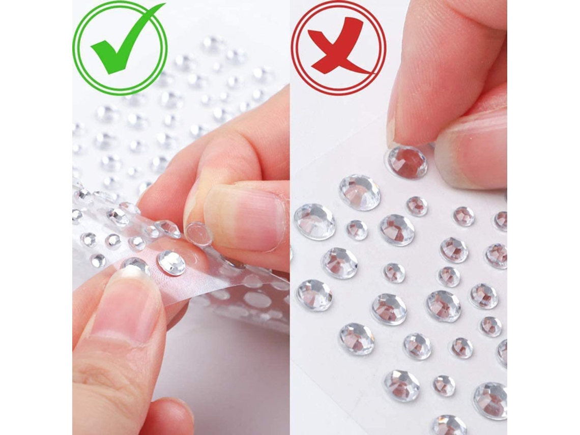 3 Folhas 325 Peças Adesivos De Diamante De Acrílico 3/4/5/6mm Para Decoração De Unhas