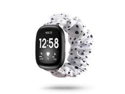 Bracelete Fitbit Versa 3 Pulseira Scrunchie Preto e Branco